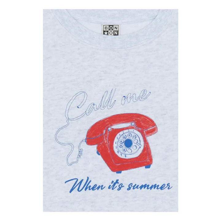 Sweat Chiné Smile Call Me | Gris- Image produit n°1