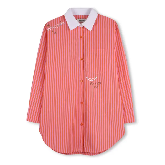 Vestido camisero de rayas | Rosa