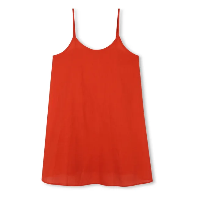 Buttoned Ruffle Dress | Blood orange