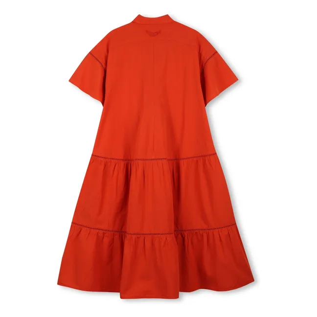Robe Volants Boutonnée | Orange sanguine