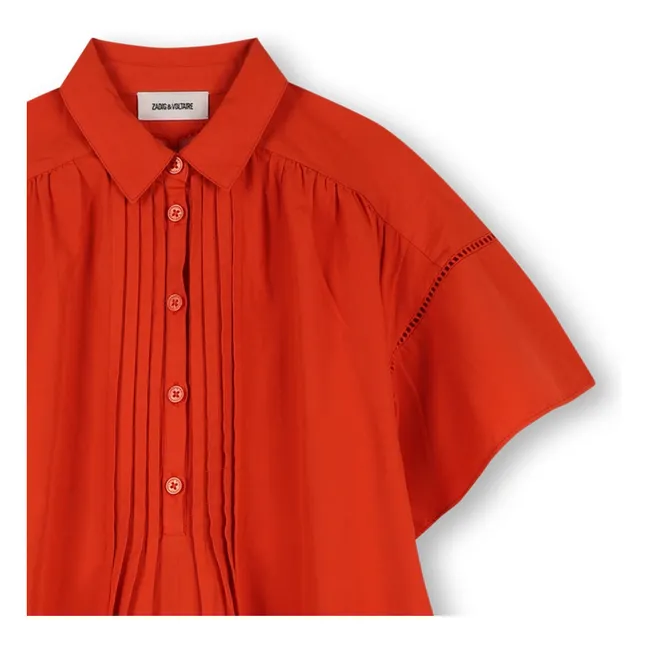 Robe Volants Boutonnée | Orange sanguine