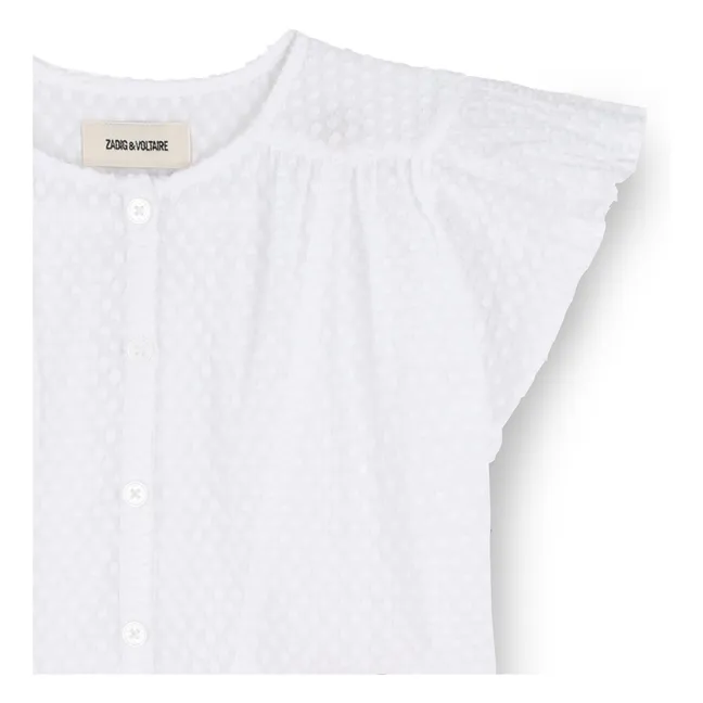 Dobby Button-down Blouse | White