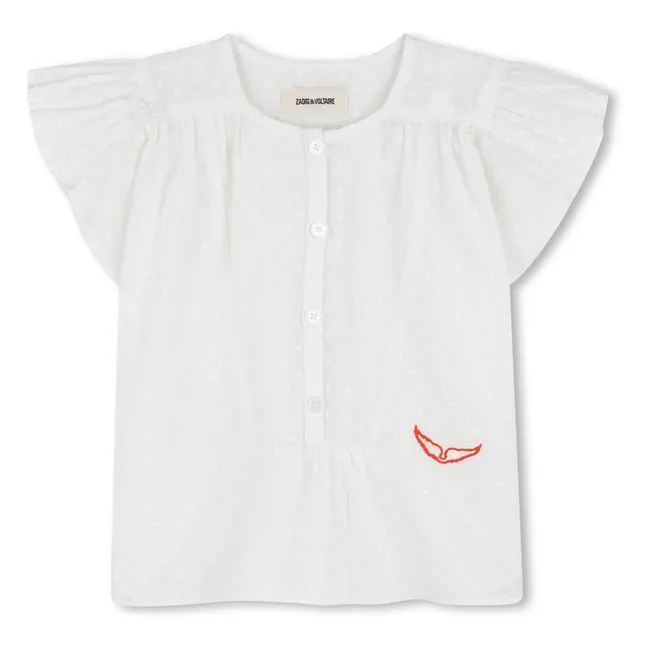 Dobby Button-down Blouse | White