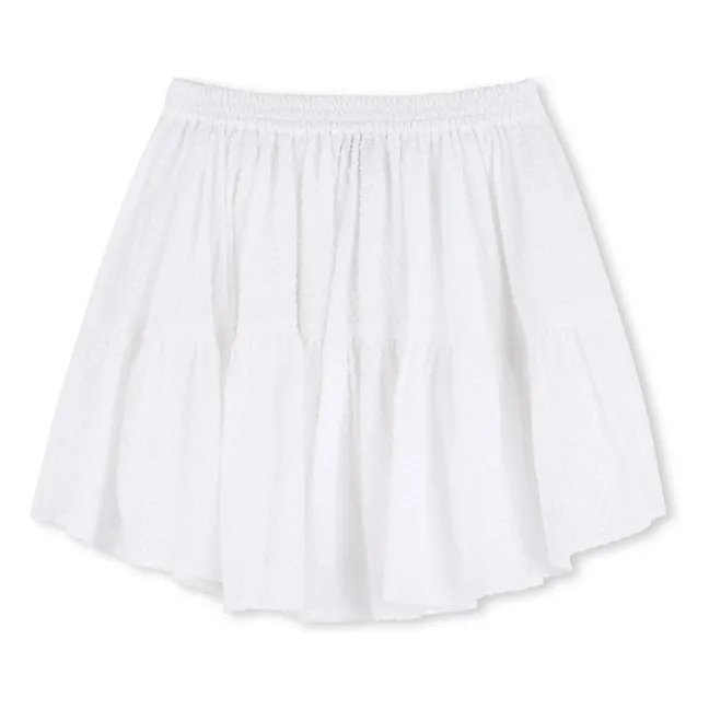 Dobby Ruffle Skirt | White