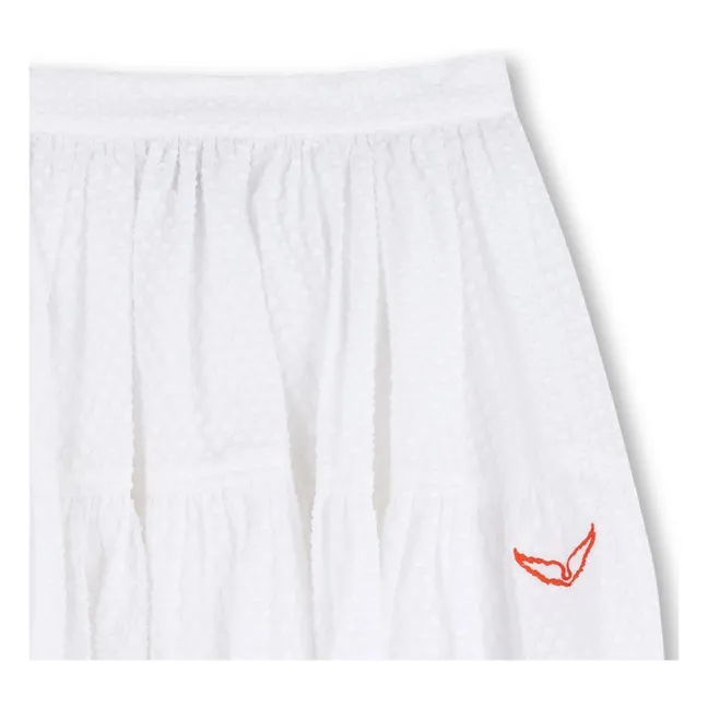 Falda Dobby Ruffle | Blanco