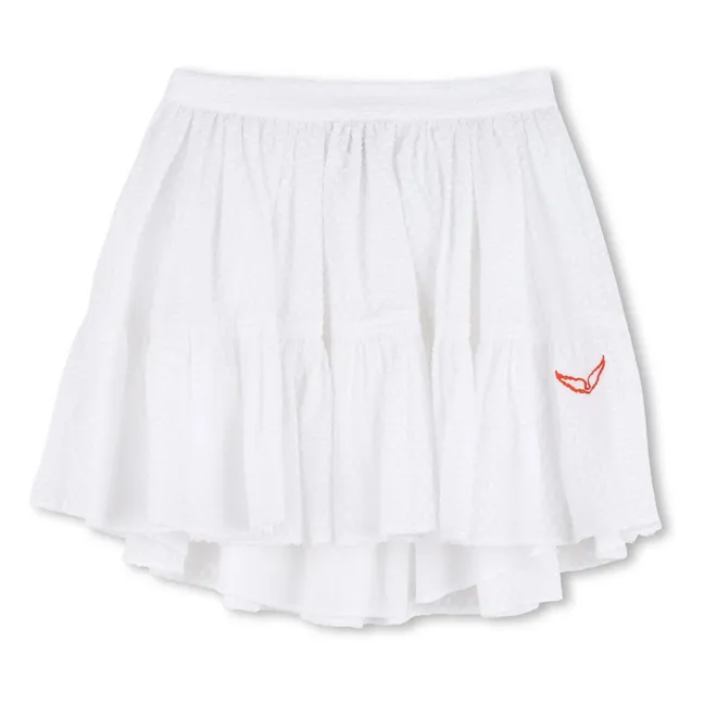 Dobby Ruffle Skirt | White