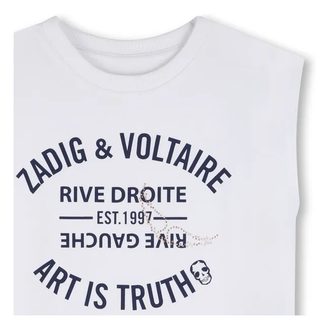 T-shirt Jersey Logo Strass | Blanc