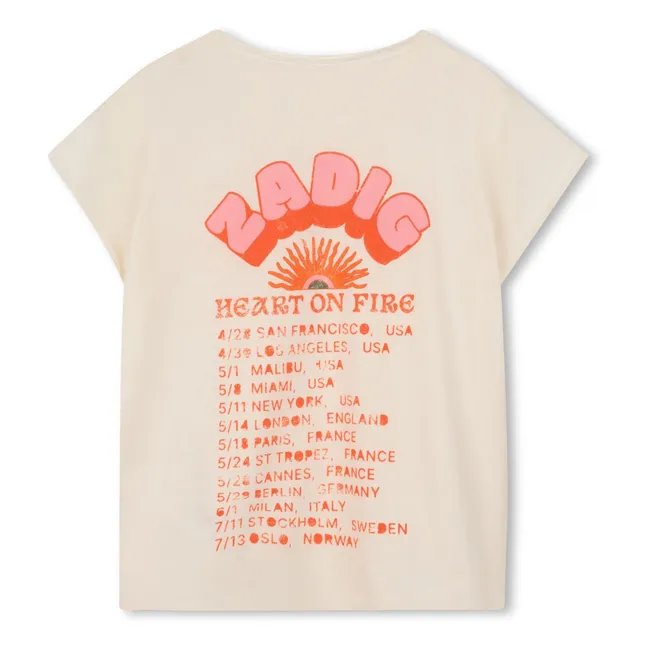 Heart On Fire Tunisian collar T-shirt | Ecru