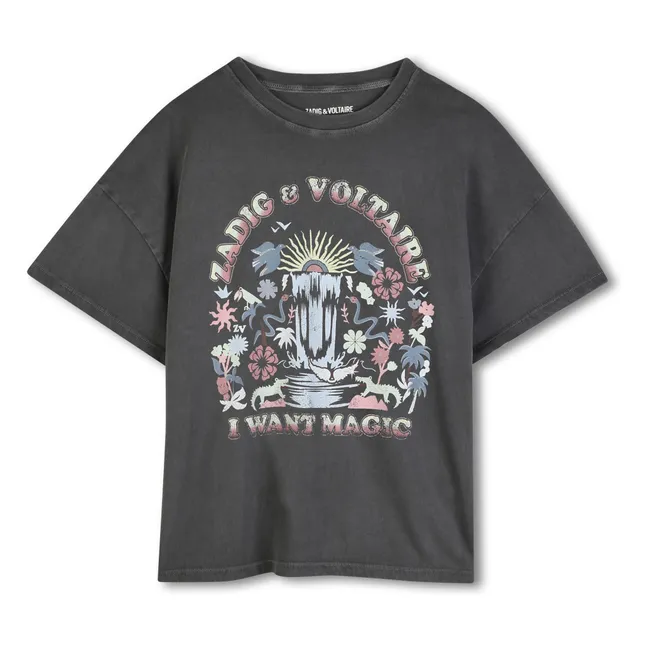 T-shirt Oversized I Want Magic | Gris foncé