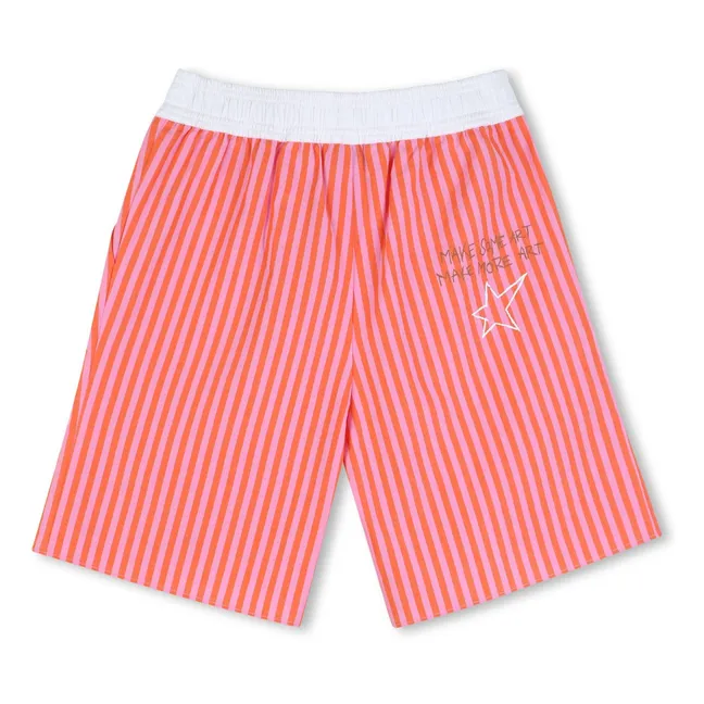 Bermuda Taille Elastiqué Rayé | Rose
