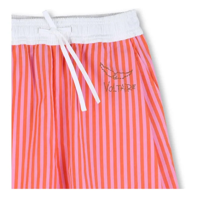 Bermuda Taille Elastiqué Rayé | Rose