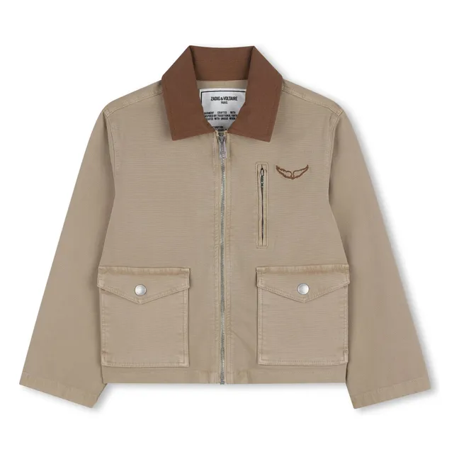 Veste Worker Col Contrasté | Beige