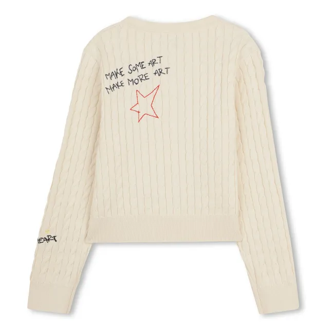 Tag Twisted Cardigan | Ecru