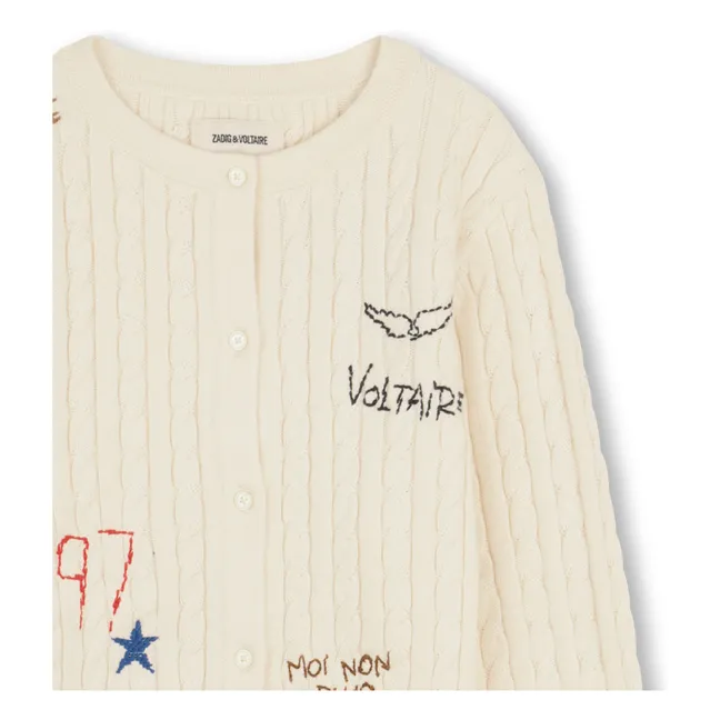 Tag Twisted Cardigan | Ecru