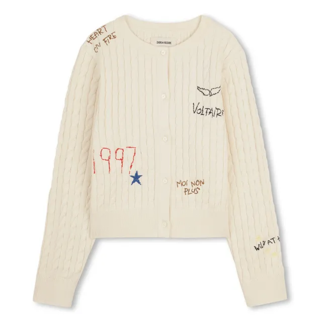 Tag Twisted Cardigan | Ecru