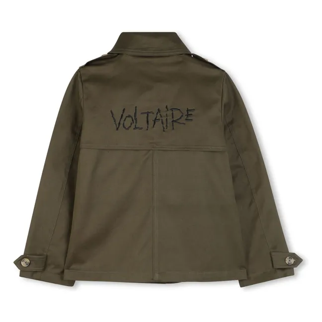 Trench Court Brodé | Vert kaki