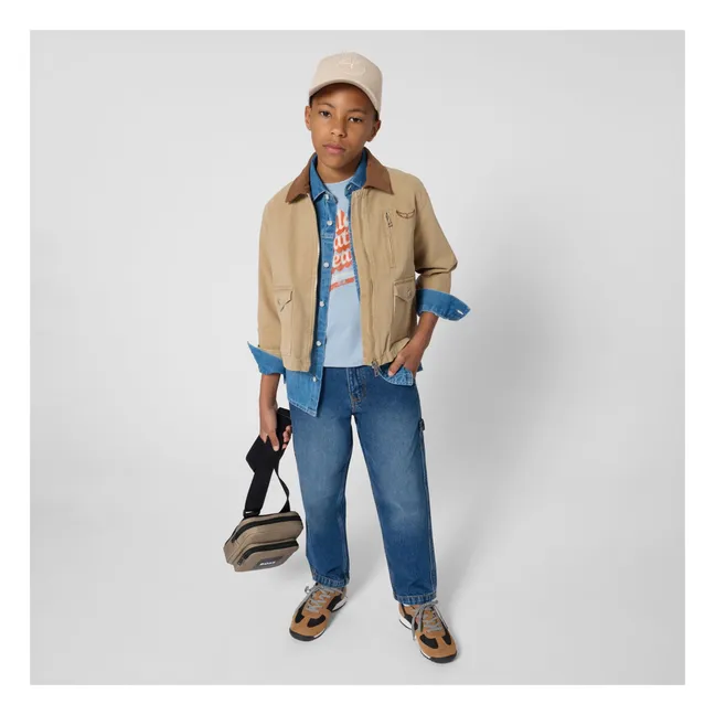 Veste Worker Col Contrasté | Beige