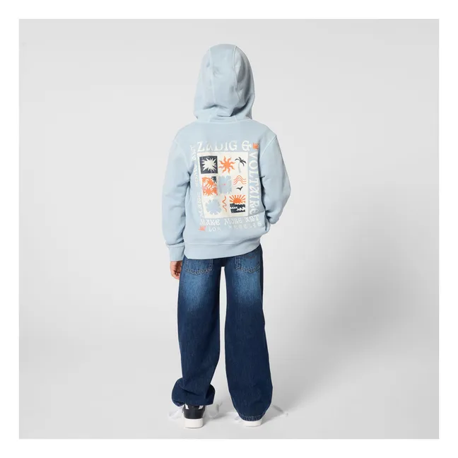 Make More Art Zipped Sweatshirt | Pale blue
