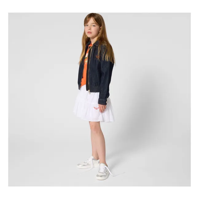 Dobby Ruffle Skirt | White