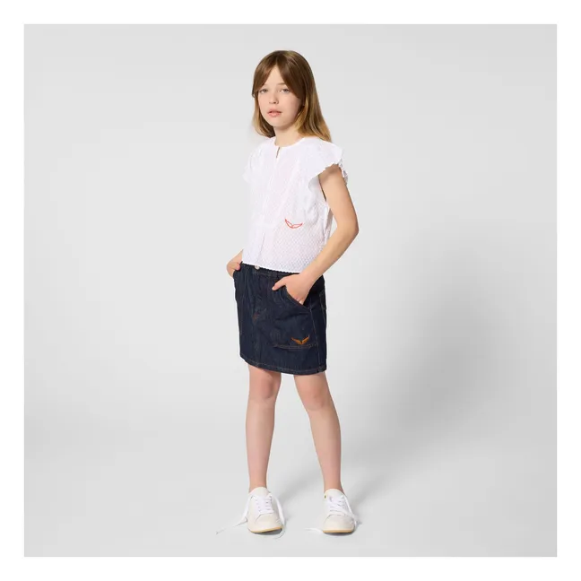 Blusa Dobby con botones | Blanco