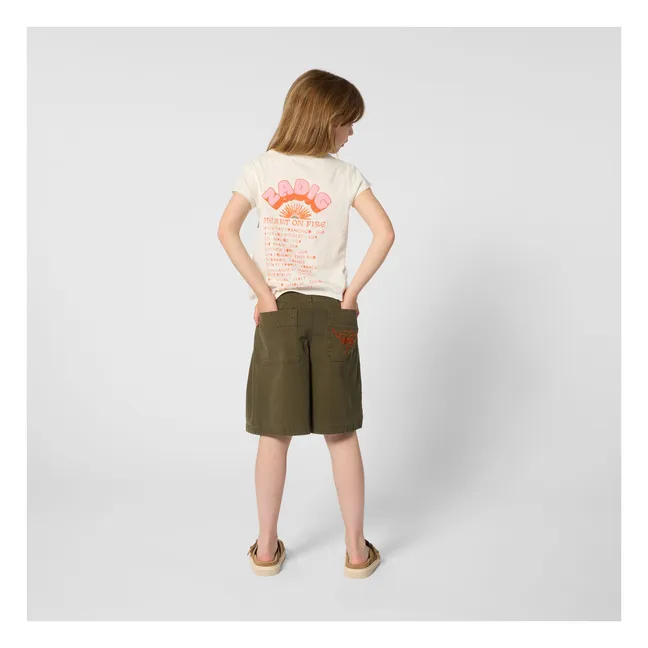 Heart On Fire Tunisian collar T-shirt | Ecru