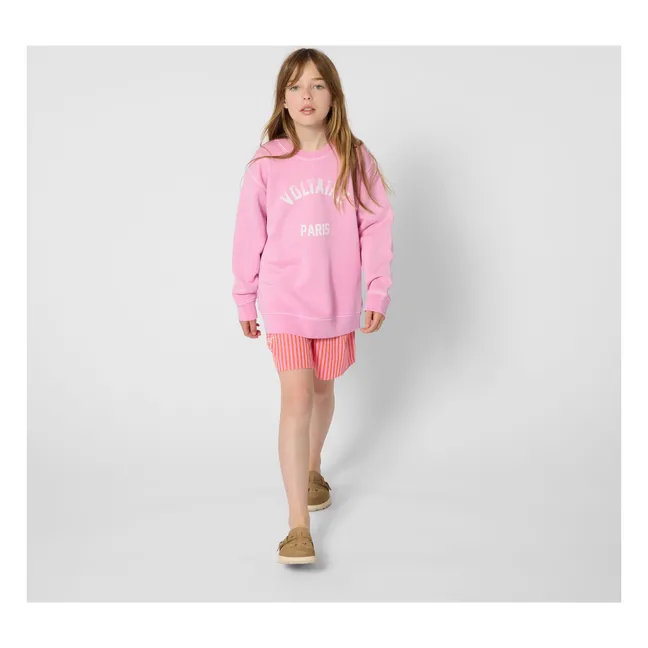 Bermuda Taille Elastiqué Rayé | Rose