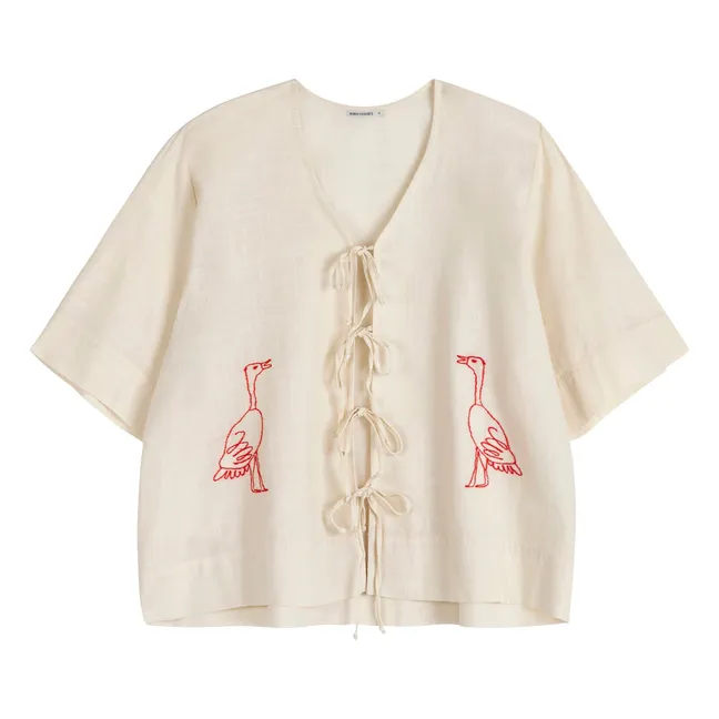 Organic cotton embroidered blouse | Cream