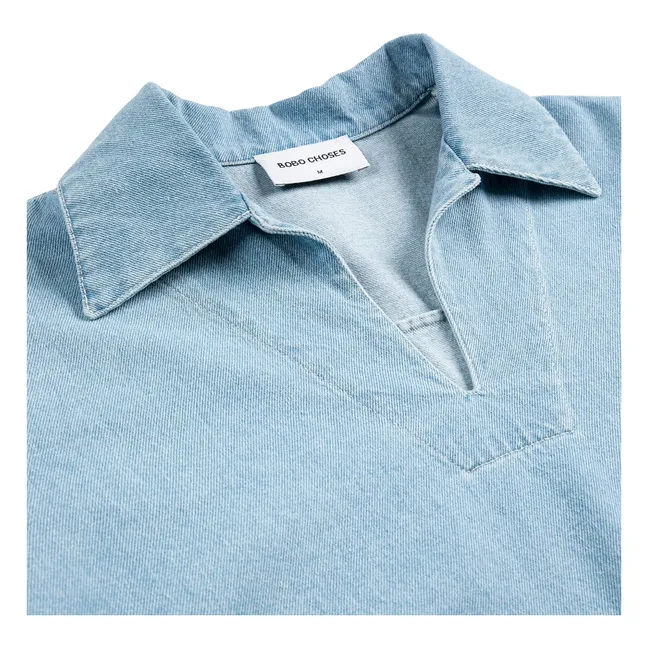 Cotton Polo Blouse | Light blue