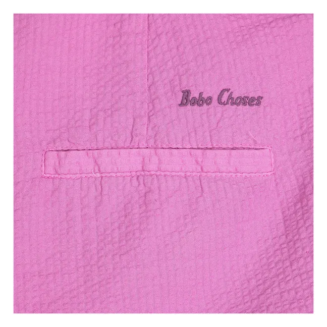 Cotton Seersuker Pleated Shorts | Purple