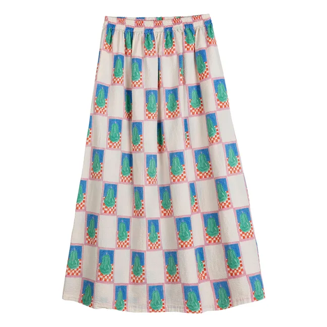 Cotton Flared Pear Skirt | Cream