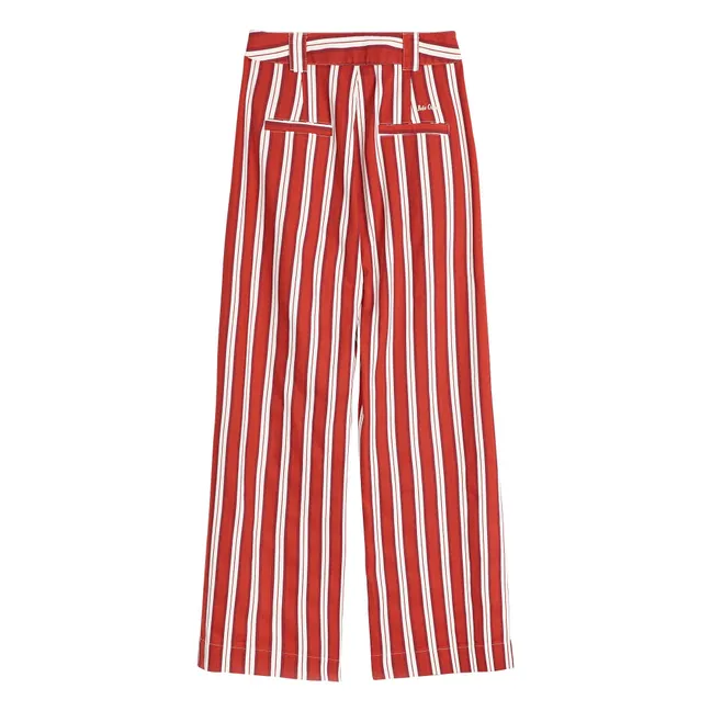 Pantalones de rayas de algodón | Rojo