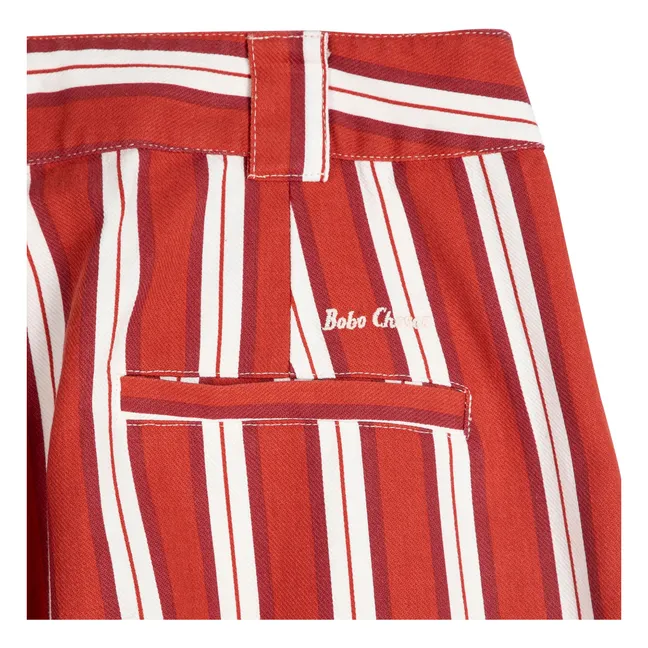 Cotton Stripe Pants | Red