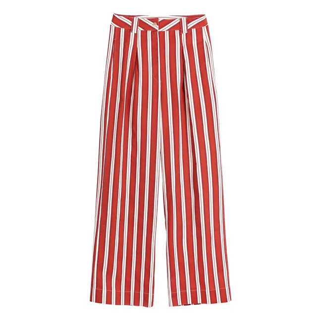 Pantalon Rayures Coton | Rouge