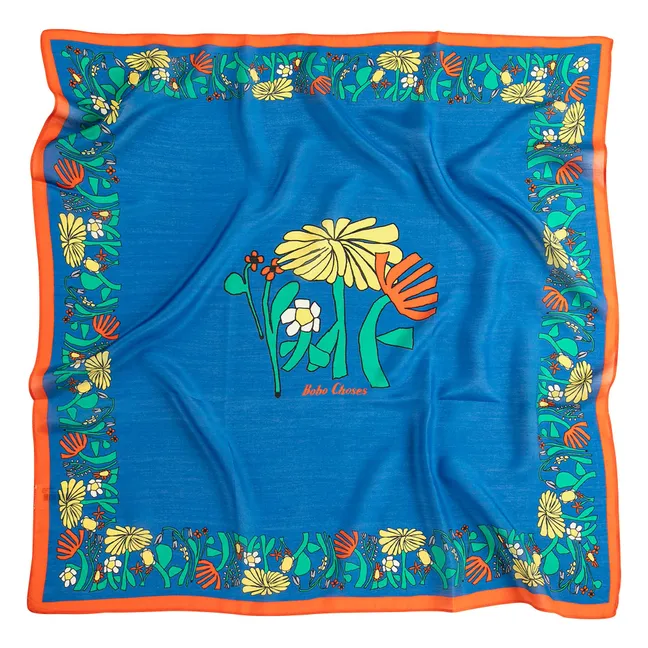 Color Herbalist Silk and Cotton Scarf | Blue