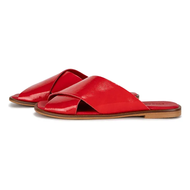 Sandales Cuir Verni | Rouge