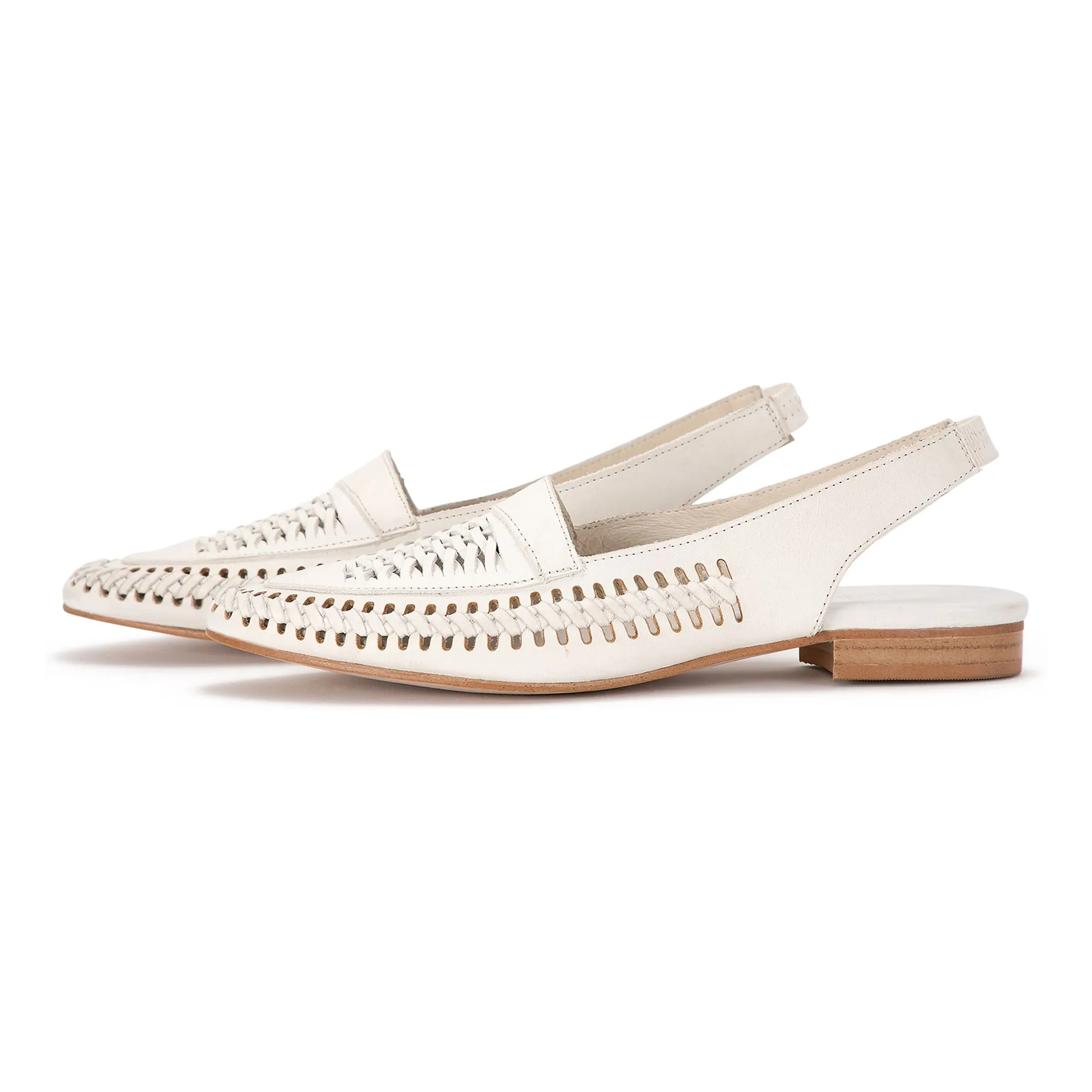 Slingback Cuir Tressé | Ecru- Image produit n°3