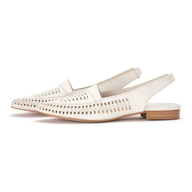 Braided Leather Slingback | Ecru