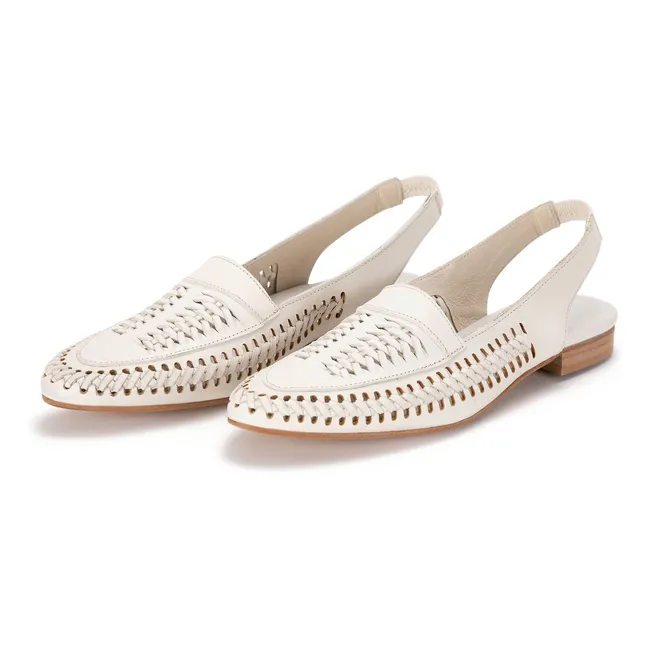 Slingback Cuir Tressé | Ecru