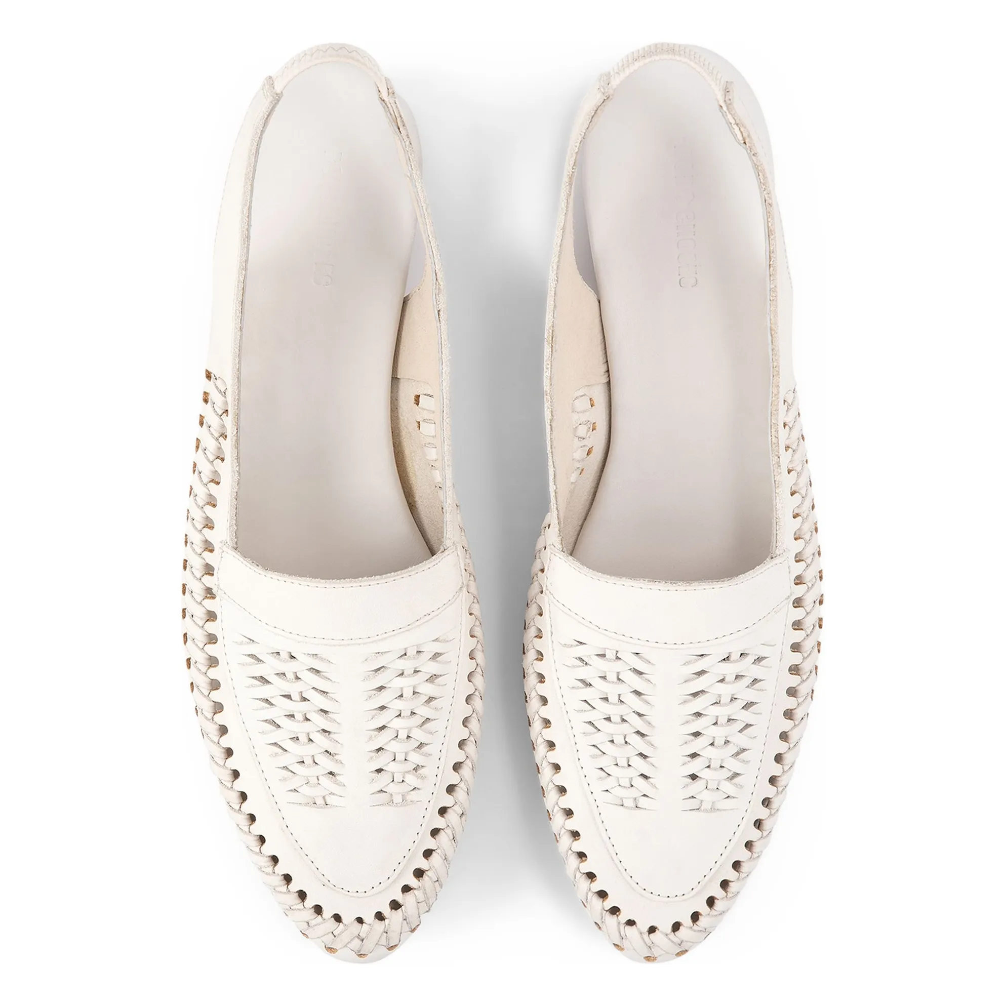 Slingback Cuir Tressé | Ecru- Image produit n°0