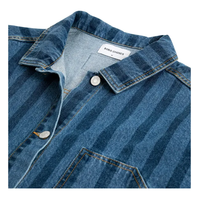 Denim Stripes Organic Cotton Jacket | Blue