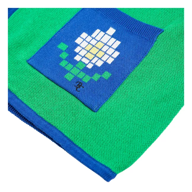 Cardigan Pixel Daisy Coton Bio | Vert