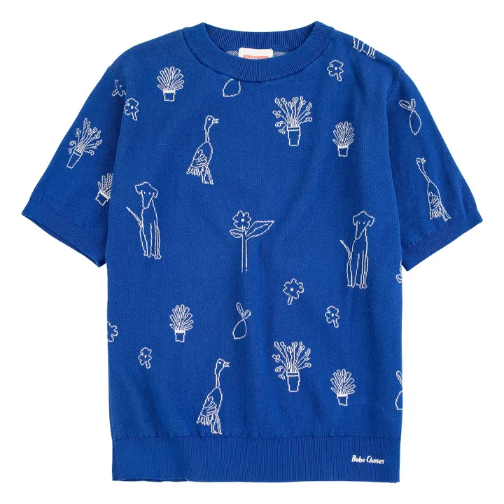 Summer Trip organic cotton sweater | Blue- Product image n°0