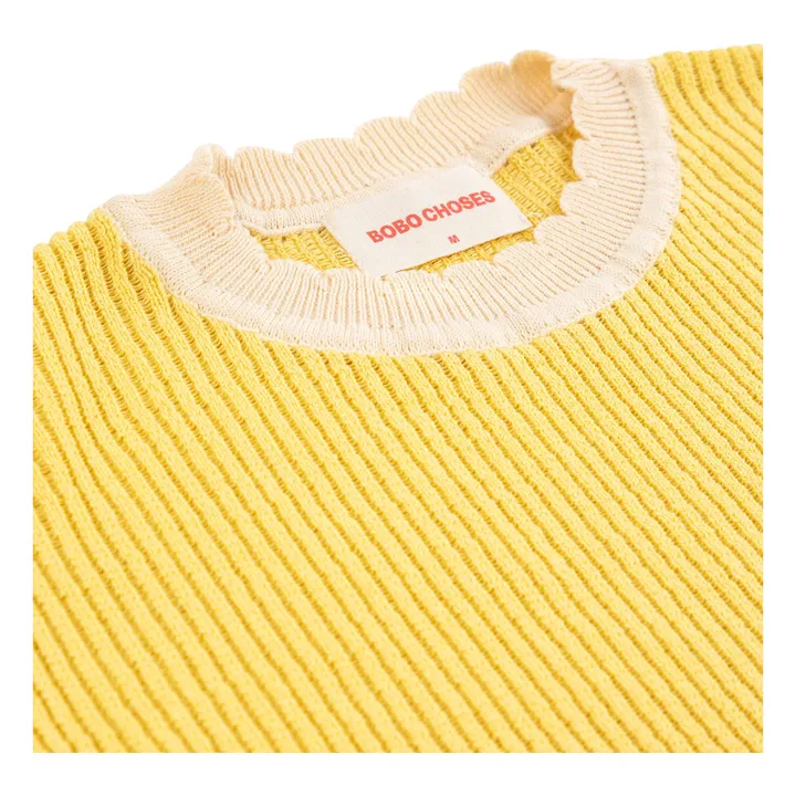 Organic cotton openwork sweater | Yellow- Product image n°3