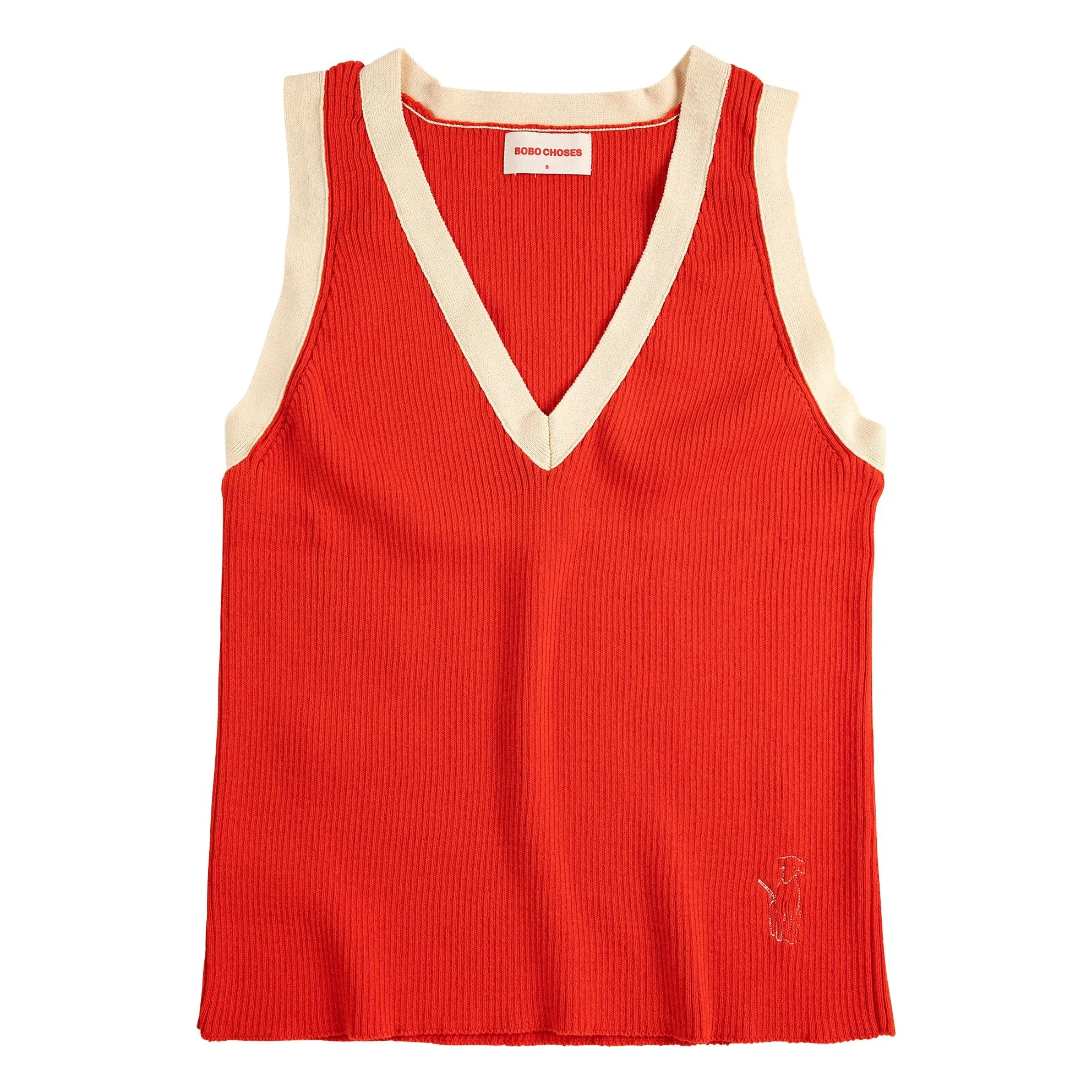 Bobo Choses Red Organic Cotton Openwork Top