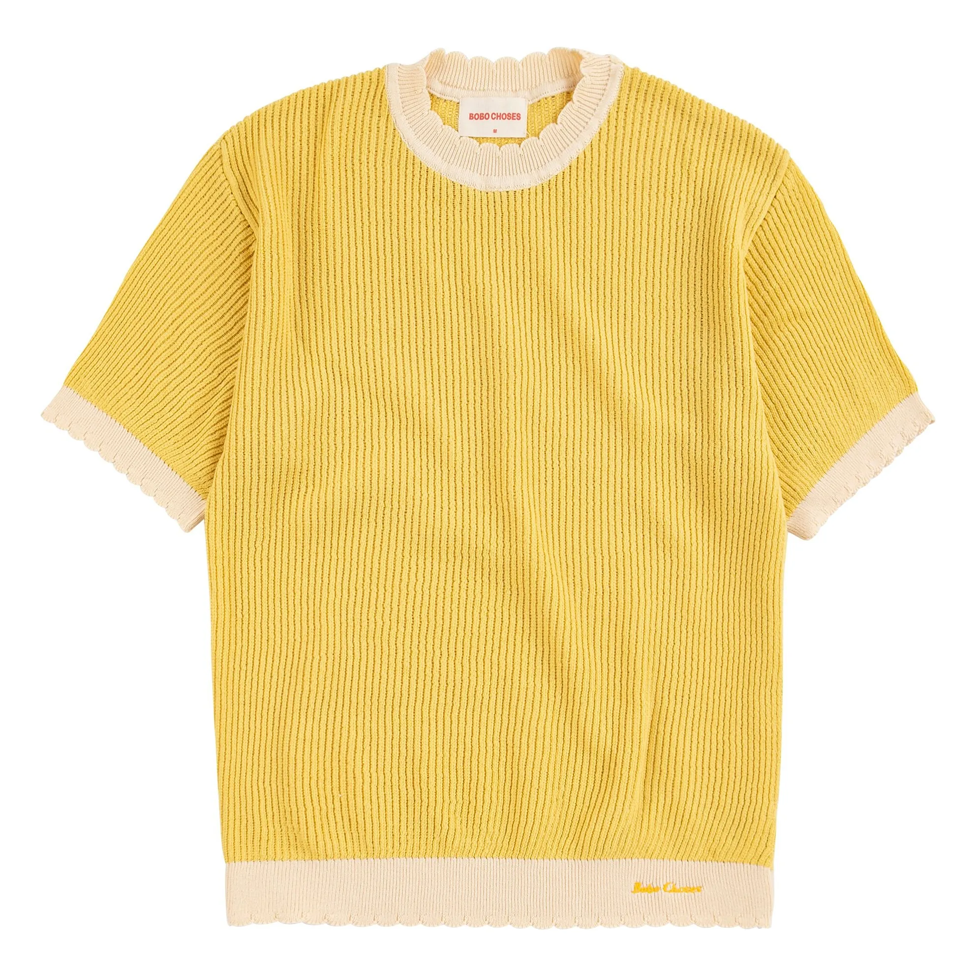 Bobo Choses Yellow Organic Cotton Openwork Sweater