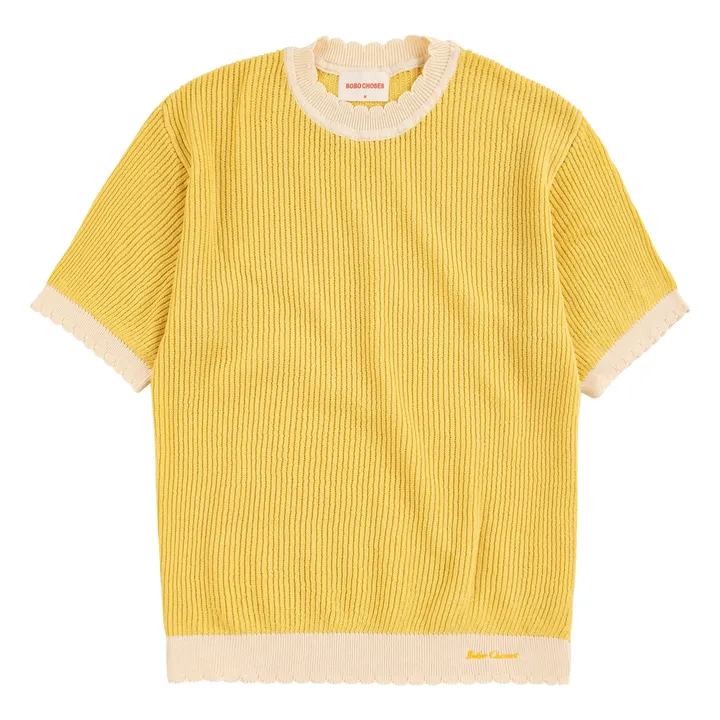 Organic cotton openwork sweater | Yellow- Product image n°0