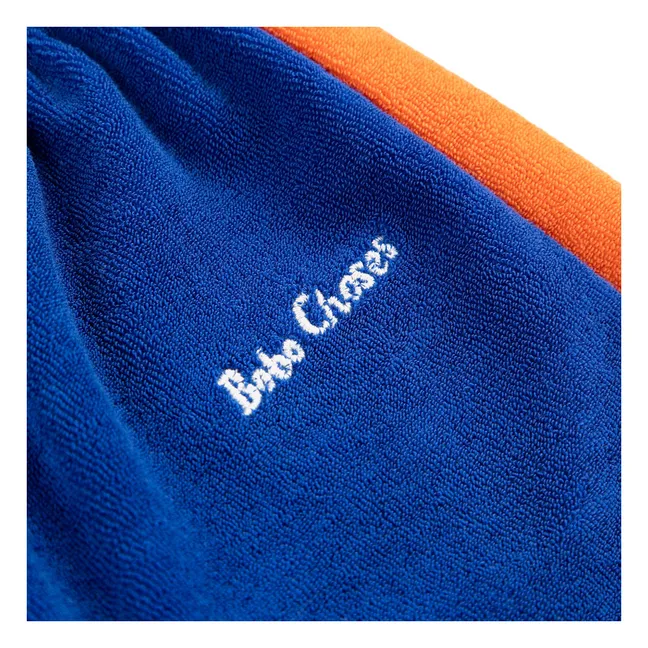 Jogger de rizo de algodón orgánico con rayas de contraste | Azul Rey