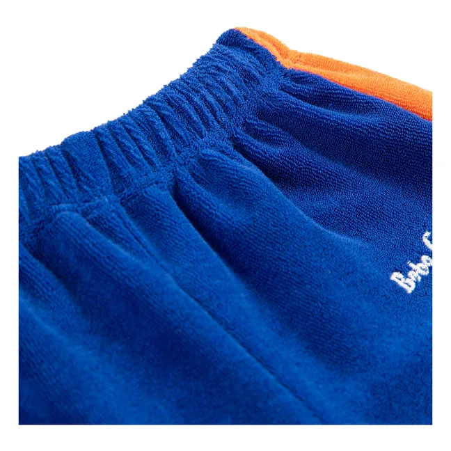 Jogger de rizo de algodón orgánico con rayas de contraste | Azul Rey