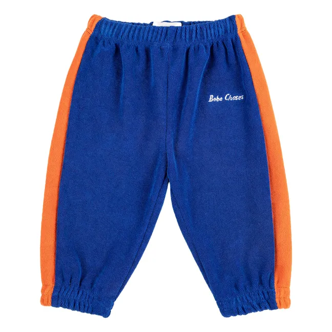 Jogger Bandes Contrastées Eponge Coton Bio | Bleu roi