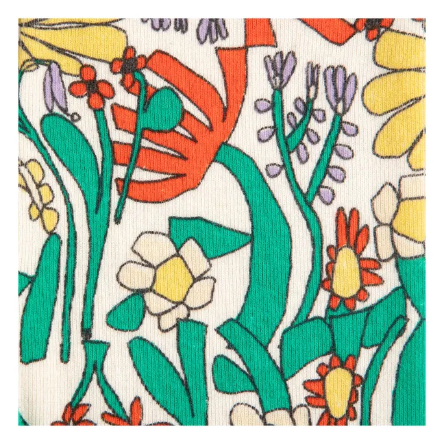 Legging Fleuri Coton Bio Bébé | Ecru